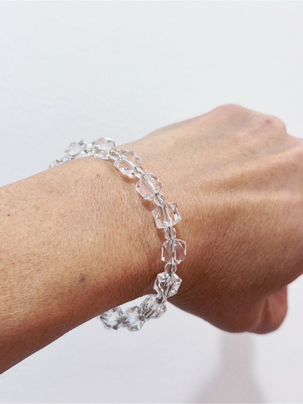 Clear Square faceted crystal wrap bracelet OS